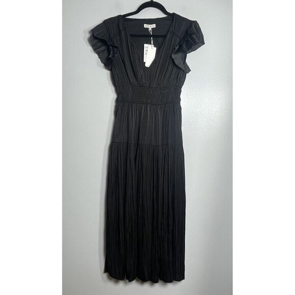 MOON RIVER Plissé Midi Dress Size XS Black NEW Pleated Goddess Party Tuckernuck - Picture 2 of 15